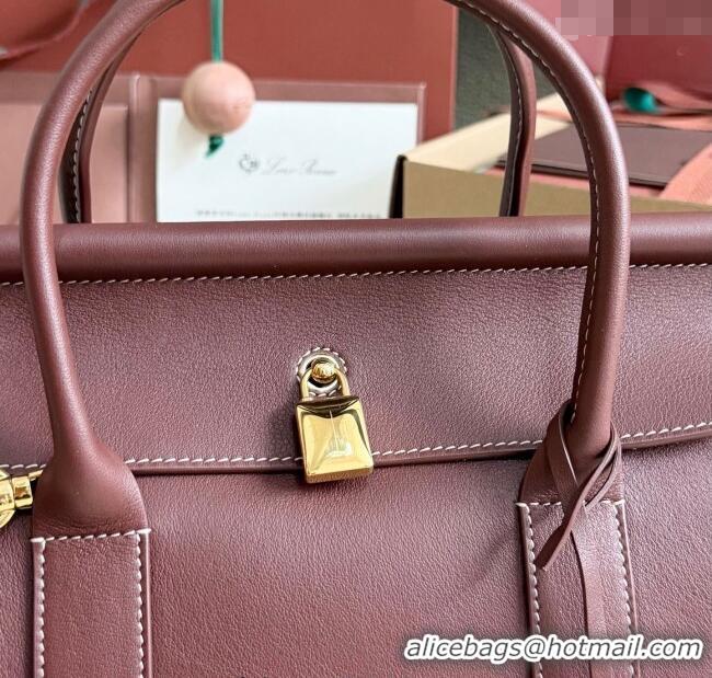 Buy Fashionable Loro Piana Loom Top Handle bag L25 in Calfskin Leather 0925 Smoke Caramel 2025