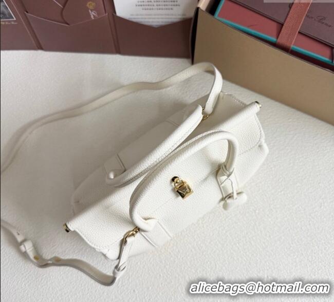 New Cheap Loro Piana Loom Top Handle bag L25 in Grained Calfskin Leather 0925 New White 2025