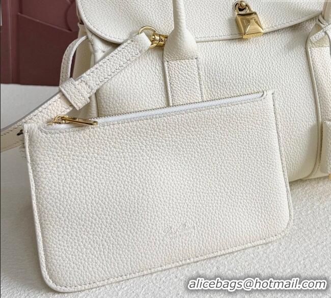 New Cheap Loro Piana Loom Top Handle bag L25 in Grained Calfskin Leather 0925 New White 2025