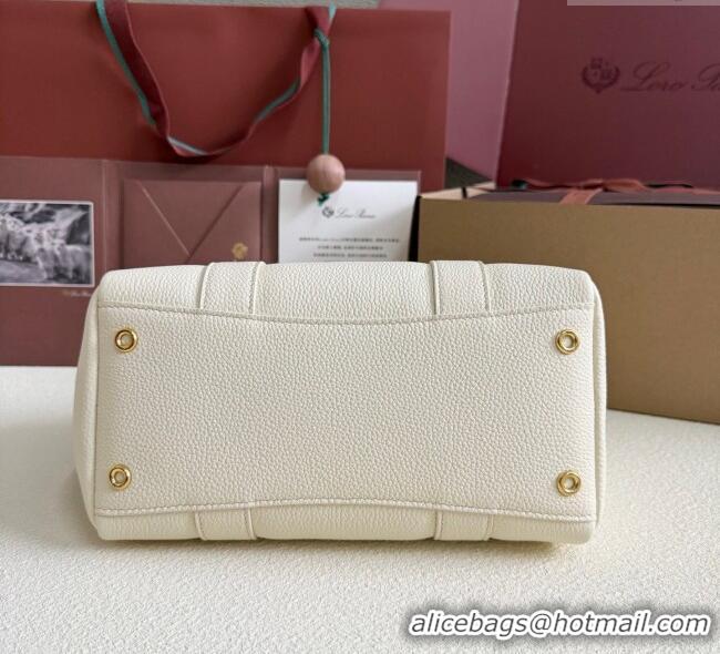 New Cheap Loro Piana Loom Top Handle bag L25 in Grained Calfskin Leather 0925 New White 2025