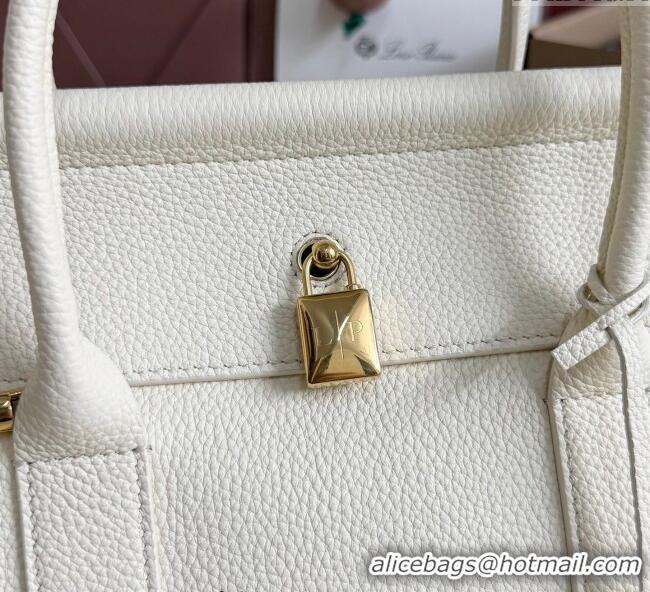 New Cheap Loro Piana Loom Top Handle bag L25 in Grained Calfskin Leather 0925 New White 2025