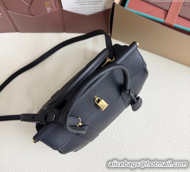 Shop Promotional Loro Piana Loom Top Handle bag L25 in Grained Calfskin Leather 0925 Black 2025