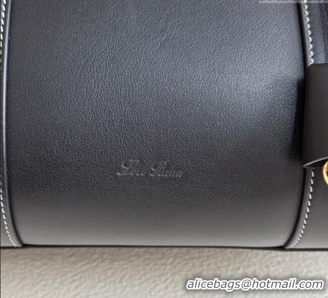 Good Quality Loro Piana Loom Top Handle bag L25 in Smooth Calfskin Leather 0925 Black 2025