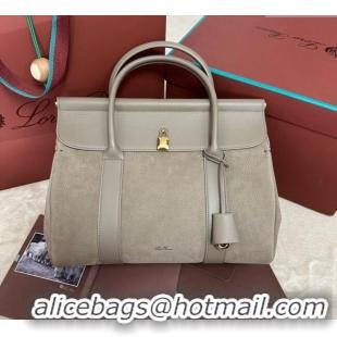 Top Grade Loro Piana Loom Top Handle bag L32 in Nubuck and Calfskin Leather 0925 Grey 2025