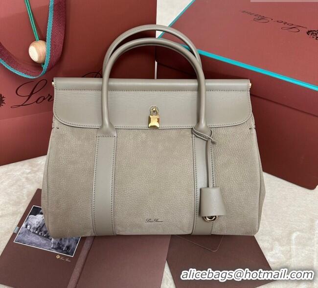 Top Grade Loro Piana Loom Top Handle bag L32 in Nubuck and Calfskin Leather 0925 Grey 2025