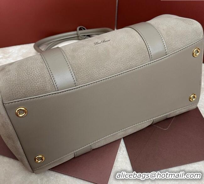 Top Grade Loro Piana Loom Top Handle bag L32 in Nubuck and Calfskin Leather 0925 Grey 2025