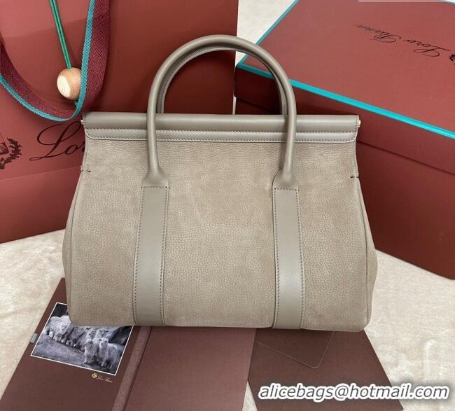 Top Grade Loro Piana Loom Top Handle bag L32 in Nubuck and Calfskin Leather 0925 Grey 2025