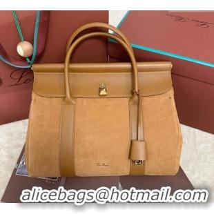 Most Popular Loro Piana Loom Top Handle bag L32 in Nubuck and Calfskin Leather 0925 Brown 2025