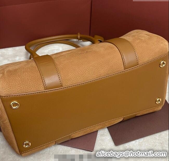 Most Popular Loro Piana Loom Top Handle bag L32 in Nubuck and Calfskin Leather 0925 Brown 2025