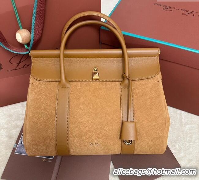 Most Popular Loro Piana Loom Top Handle bag L32 in Nubuck and Calfskin Leather 0925 Brown 2025