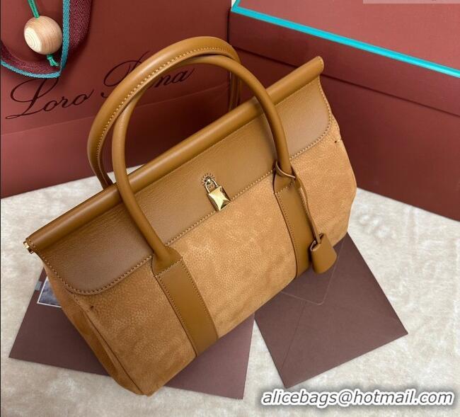 Most Popular Loro Piana Loom Top Handle bag L32 in Nubuck and Calfskin Leather 0925 Brown 2025