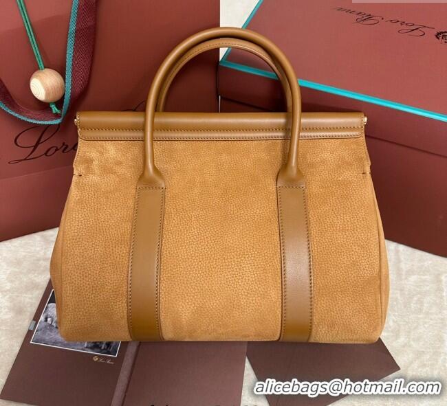Most Popular Loro Piana Loom Top Handle bag L32 in Nubuck and Calfskin Leather 0925 Brown 2025