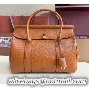 Super Quality Loro Piana Loom Top Handle bag L32 in Textured Calfskin Leather 0925 Brown 2025