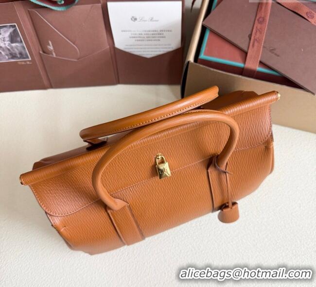 Super Quality Loro Piana Loom Top Handle bag L32 in Textured Calfskin Leather 0925 Brown 2025