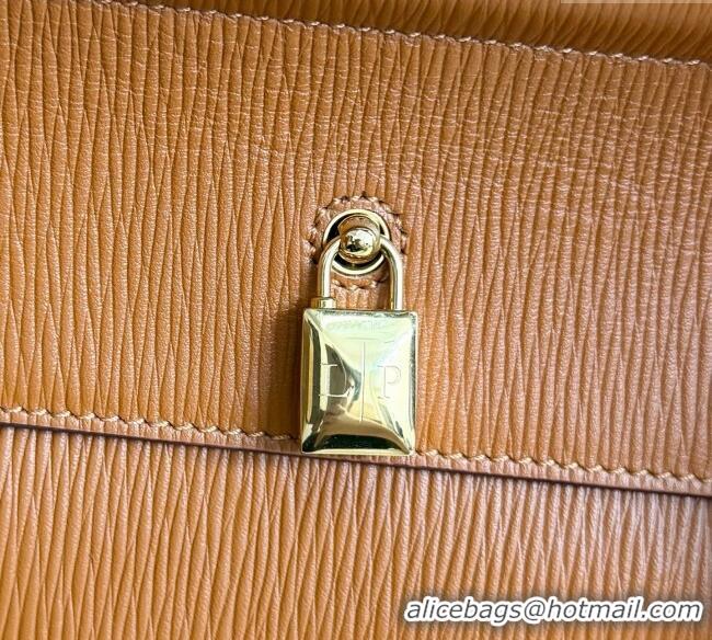 Super Quality Loro Piana Loom Top Handle bag L32 in Textured Calfskin Leather 0925 Brown 2025