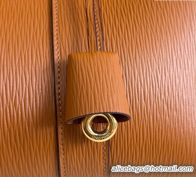 Super Quality Loro Piana Loom Top Handle bag L32 in Textured Calfskin Leather 0925 Brown 2025