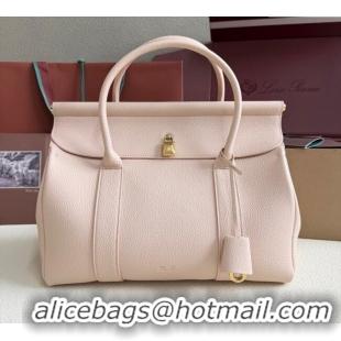 Shop Grade Loro Piana Loom Top Handle bag L32 in Grained Calfskin Leather 0925 Cream Honey Pink 2025