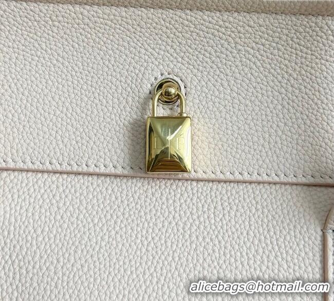 Shop Grade Loro Piana Loom Top Handle bag L32 in Grained Calfskin Leather 0925 Cream Honey Pink 2025