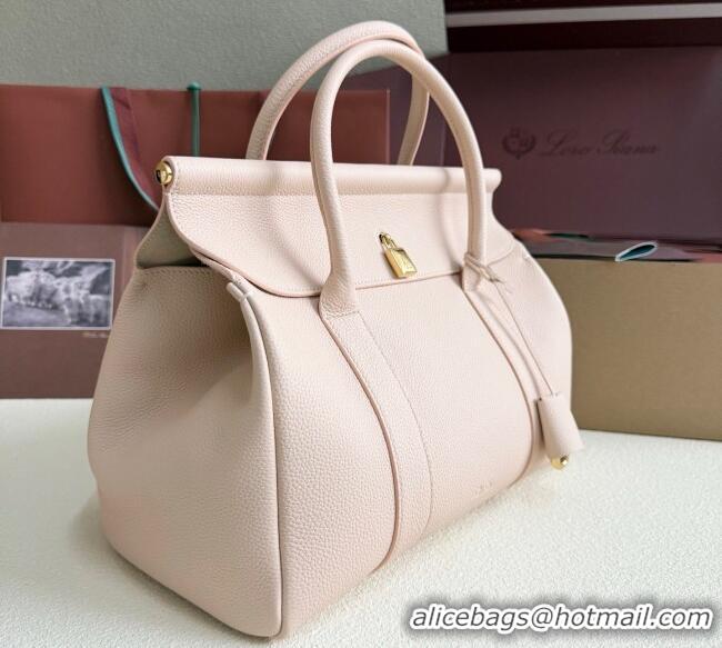 Shop Grade Loro Piana Loom Top Handle bag L32 in Grained Calfskin Leather 0925 Cream Honey Pink 2025