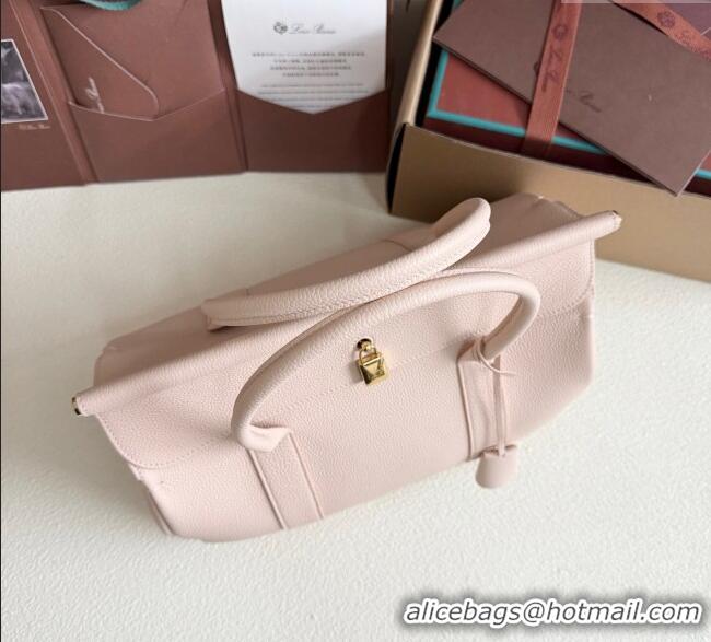 Shop Grade Loro Piana Loom Top Handle bag L32 in Grained Calfskin Leather 0925 Cream Honey Pink 2025