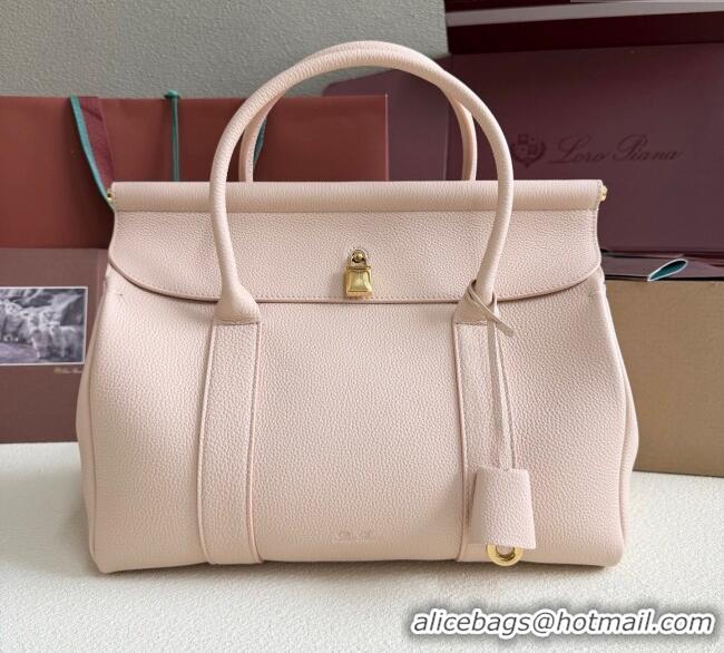Shop Grade Loro Piana Loom Top Handle bag L32 in Grained Calfskin Leather 0925 Cream Honey Pink 2025
