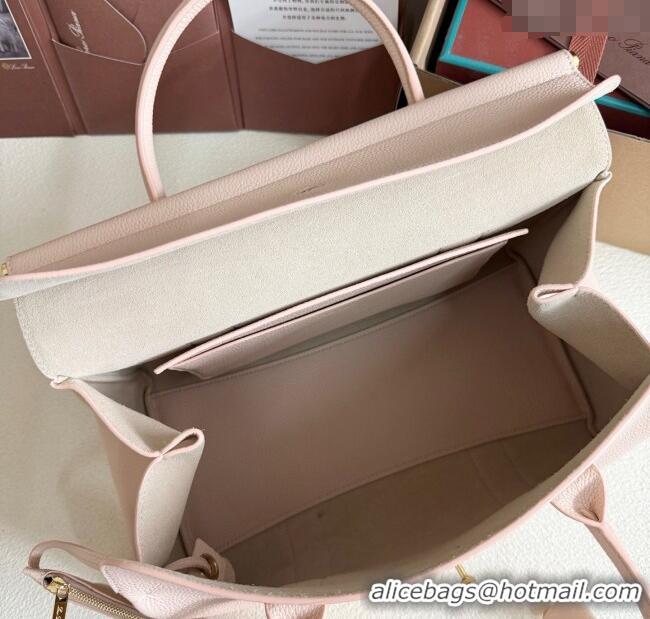 Shop Grade Loro Piana Loom Top Handle bag L32 in Grained Calfskin Leather 0925 Cream Honey Pink 2025