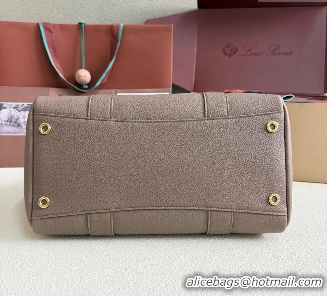 Original Cheap Loro Piana Loom Top Handle bag L32 in Grained Calfskin Leather 0925 Rock Grey 2025