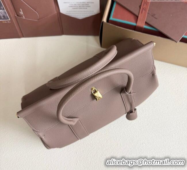 Original Cheap Loro Piana Loom Top Handle bag L32 in Grained Calfskin Leather 0925 Rock Grey 2025