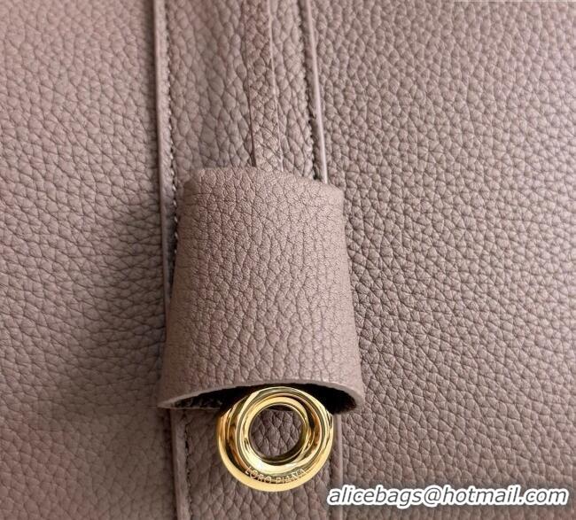 Original Cheap Loro Piana Loom Top Handle bag L32 in Grained Calfskin Leather 0925 Rock Grey 2025