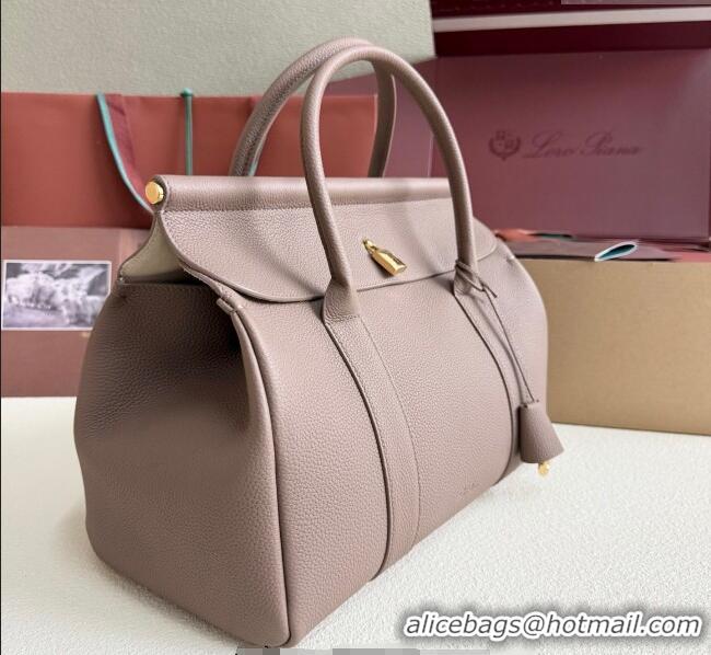 Original Cheap Loro Piana Loom Top Handle bag L32 in Grained Calfskin Leather 0925 Rock Grey 2025