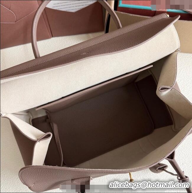 Original Cheap Loro Piana Loom Top Handle bag L32 in Grained Calfskin Leather 0925 Rock Grey 2025