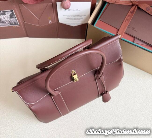 Market Sells Loro Piana Loom Top Handle bag L32 in Smooth Calfskin Leather 0925 Smoke Caramel 2025