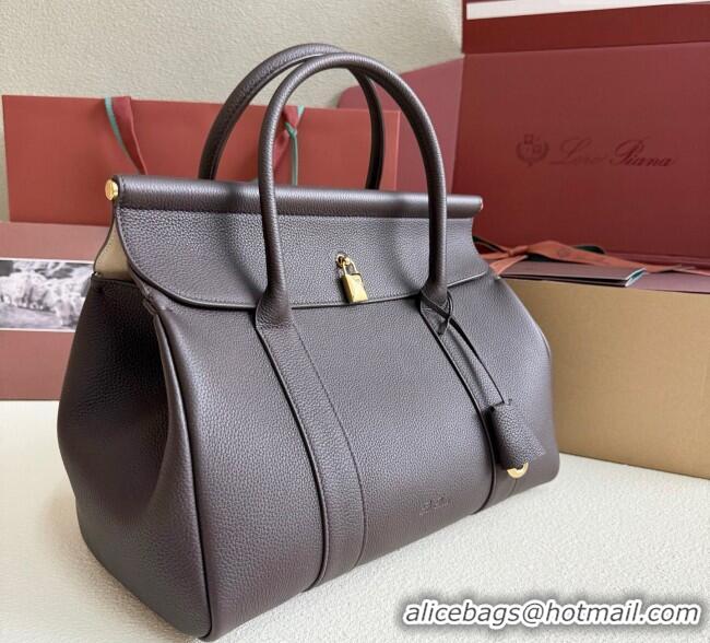 Spot Bulk Loro Piana Loom Top Handle bag L32 in Grained Calfskin Leather 0925 Coffee Brown 2025