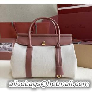 Well Crafted Loro Piana Loom Top Handle bag L32 in Canvas and Calfskin Leather 0925 Caramel Brown 2025