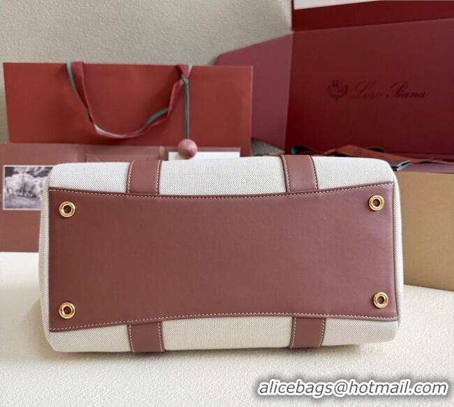 Well Crafted Loro Piana Loom Top Handle bag L32 in Canvas and Calfskin Leather 0925 Caramel Brown 2025