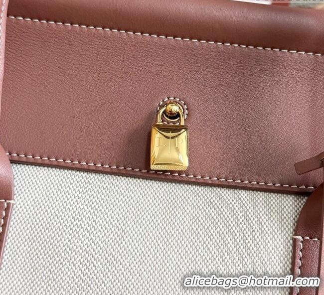 Well Crafted Loro Piana Loom Top Handle bag L32 in Canvas and Calfskin Leather 0925 Caramel Brown 2025