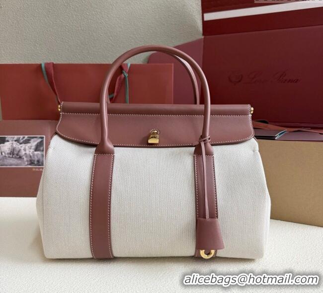 Well Crafted Loro Piana Loom Top Handle bag L32 in Canvas and Calfskin Leather 0925 Caramel Brown 2025