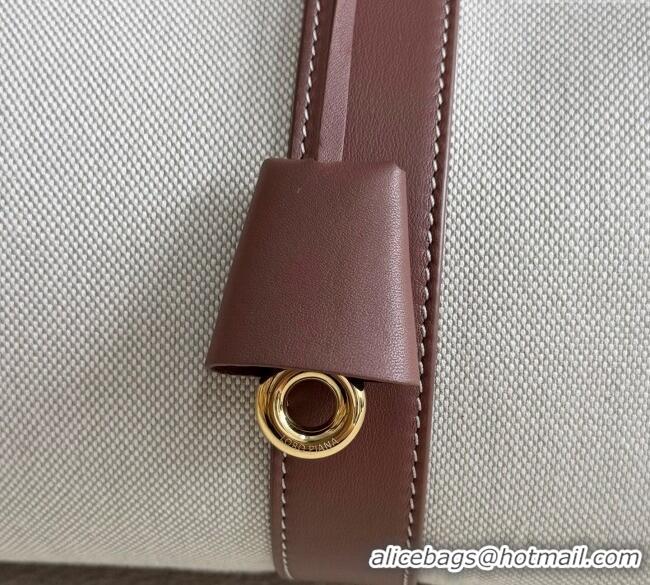 Well Crafted Loro Piana Loom Top Handle bag L32 in Canvas and Calfskin Leather 0925 Caramel Brown 2025
