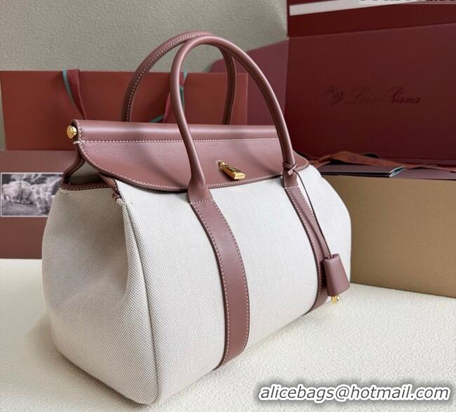 Well Crafted Loro Piana Loom Top Handle bag L32 in Canvas and Calfskin Leather 0925 Caramel Brown 2025