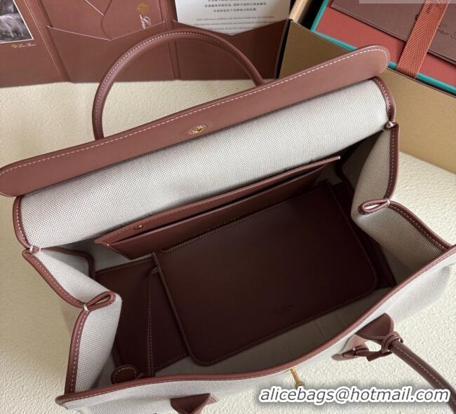 Well Crafted Loro Piana Loom Top Handle bag L32 in Canvas and Calfskin Leather 0925 Caramel Brown 2025