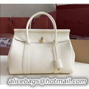 Grade Design Loro Piana Loom Top Handle bag L32 in Grained Calfskin Leather 0925 New White 2025