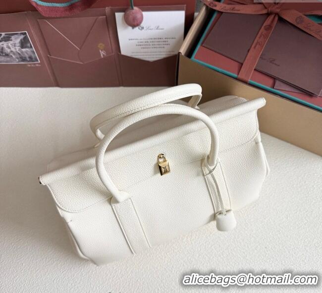 Grade Design Loro Piana Loom Top Handle bag L32 in Grained Calfskin Leather 0925 New White 2025