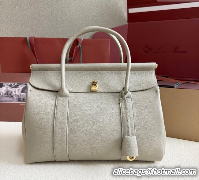Luxurious Loro Piana Loom Top Handle bag L32 in Grained Calfskin Leather 0925 Dry Artemisia 2025