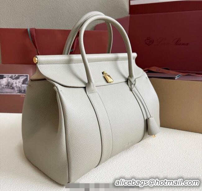 Luxurious Loro Piana Loom Top Handle bag L32 in Grained Calfskin Leather 0925 Dry Artemisia 2025