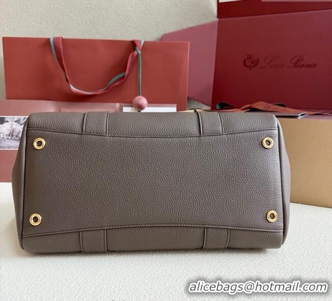 Good Quality Loro Piana Loom Top Handle bag L32 in Grained Calfskin Leather 0925 Grey 2025