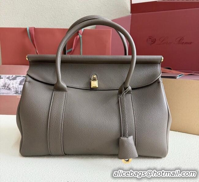 Good Quality Loro Piana Loom Top Handle bag L32 in Grained Calfskin Leather 0925 Grey 2025