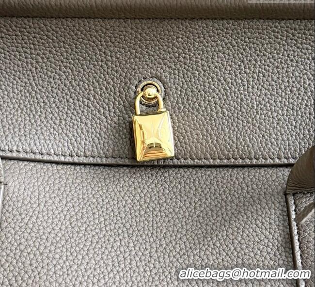 Good Quality Loro Piana Loom Top Handle bag L32 in Grained Calfskin Leather 0925 Grey 2025