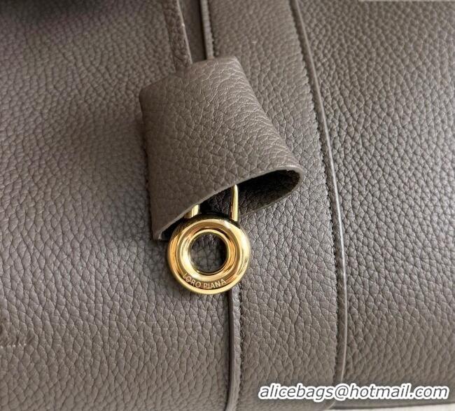 Good Quality Loro Piana Loom Top Handle bag L32 in Grained Calfskin Leather 0925 Grey 2025