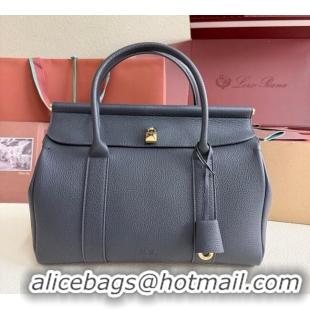 Luxury Classic Loro Piana Loom Top Handle bag L32 in Grained Calfskin Leather 0925 Dark Royal Blue 2025