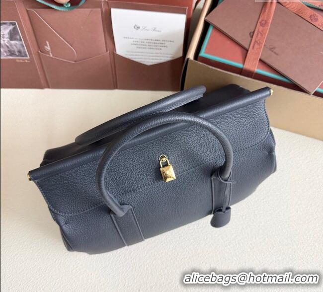Luxury Classic Loro Piana Loom Top Handle bag L32 in Grained Calfskin Leather 0925 Dark Royal Blue 2025